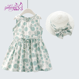 儿童连衣裙2023新款女小童夏装纯棉裙子洋气韩版女宝宝碎花公主裙