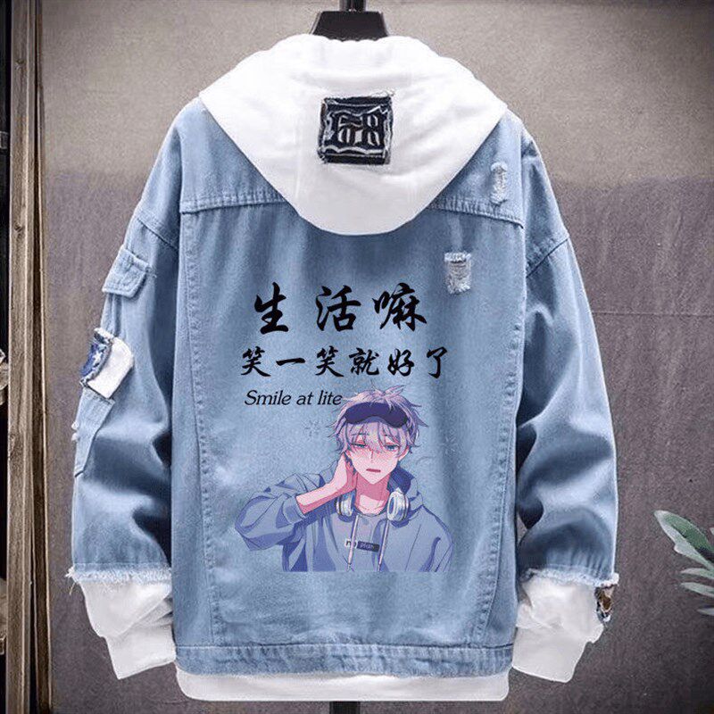 春秋季牛仔外套男士韩版潮流夹克男装连帽宽松休闲学生百搭上衣服