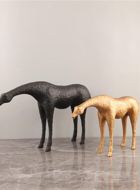 新中式金属饮水马艺术摆件客厅玄关卧室电视柜样板间家居软装饰品