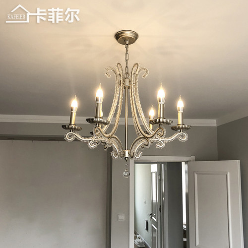 美式吊灯客厅灯餐厅灯乡村复式楼轻奢法式灯具复古蜡烛卧室水晶灯