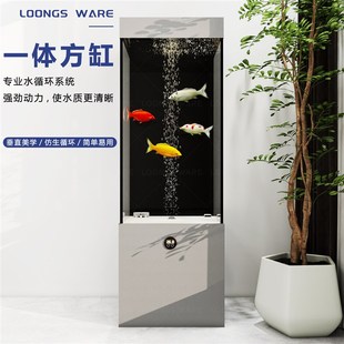 龙造立式 方缸小型客厅底滤鱼缸生态鱼缸 鱼缸一体鱼缸客厅2025新款