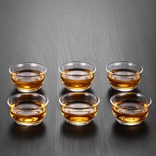 品德坊玻璃茶杯功夫茶具个u人小杯子家用杯子套装小号喝茶杯6只装