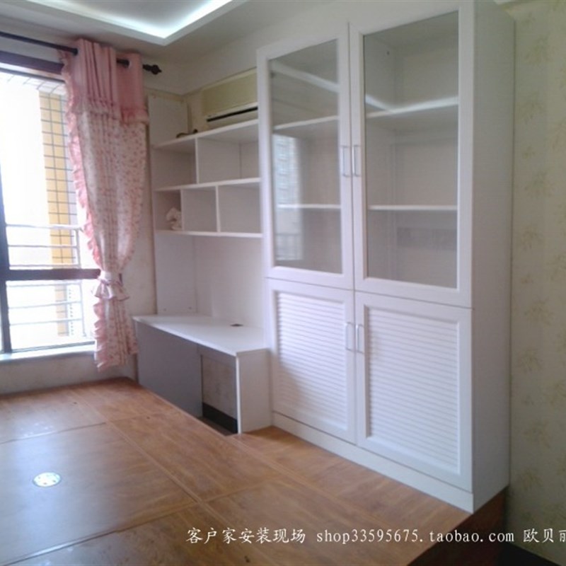 榻榻米 平开门柜j 推拉门柜 书柜 电脑桌5件 露水河定做(安装现场