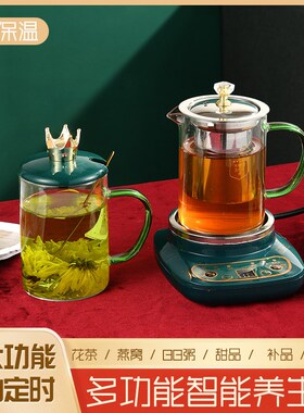 智能养生杯办公室分体煮茶器炖煮花茶杯高硼玻璃杯烧水壶恒温礼品