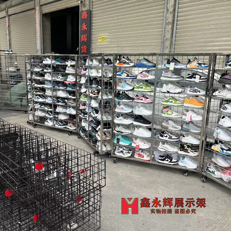 创业摆地摊鞋架网l格简易鞋架 网红折叠方便上车移动多层摆摊鞋架