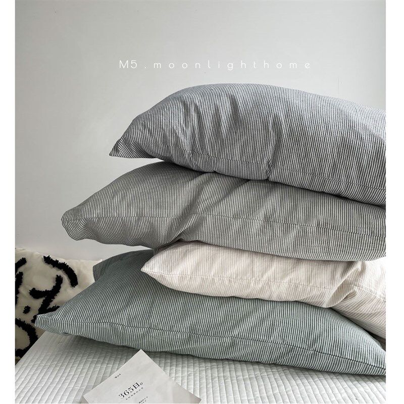 单品搭配/日式侘寂风纯棉全棉枕套枕芯内胆套枕头U皮单个枕头套男