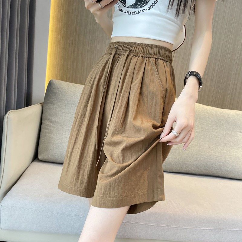 冰丝阔腿五分裤女2024夏季新款薄款大码显瘦遮肉短裤宽松休闲中裤,女装/女士精品,休闲裤,淘宝优惠券,粉丝福利购,淘宝优惠卷