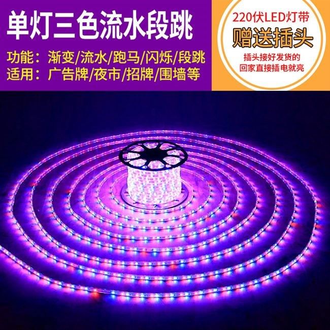 220彩色灯带led七彩变色跑马流水霓虹彩灯户外防水闪光v室外灯条