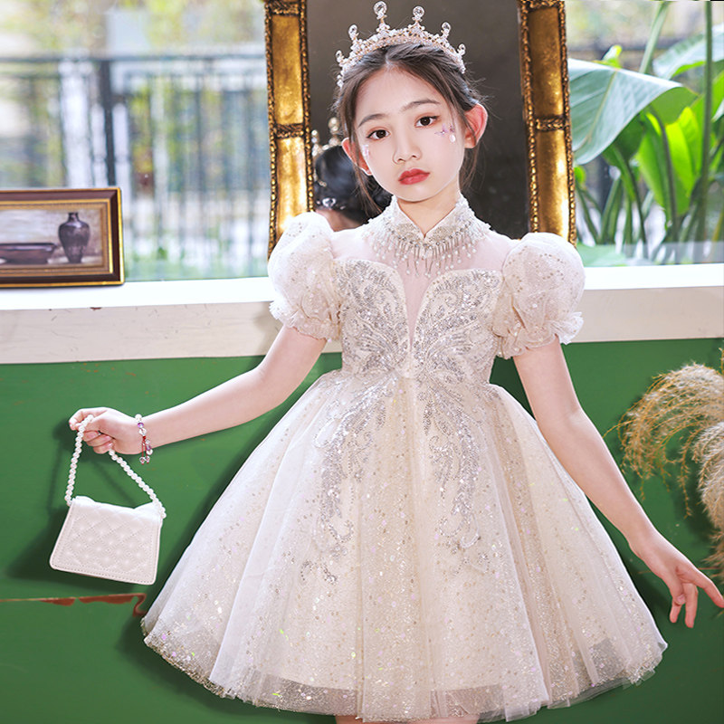 女童礼服花童婚礼小女孩公主裙儿童主持人钢琴演奏高端演出服夏季