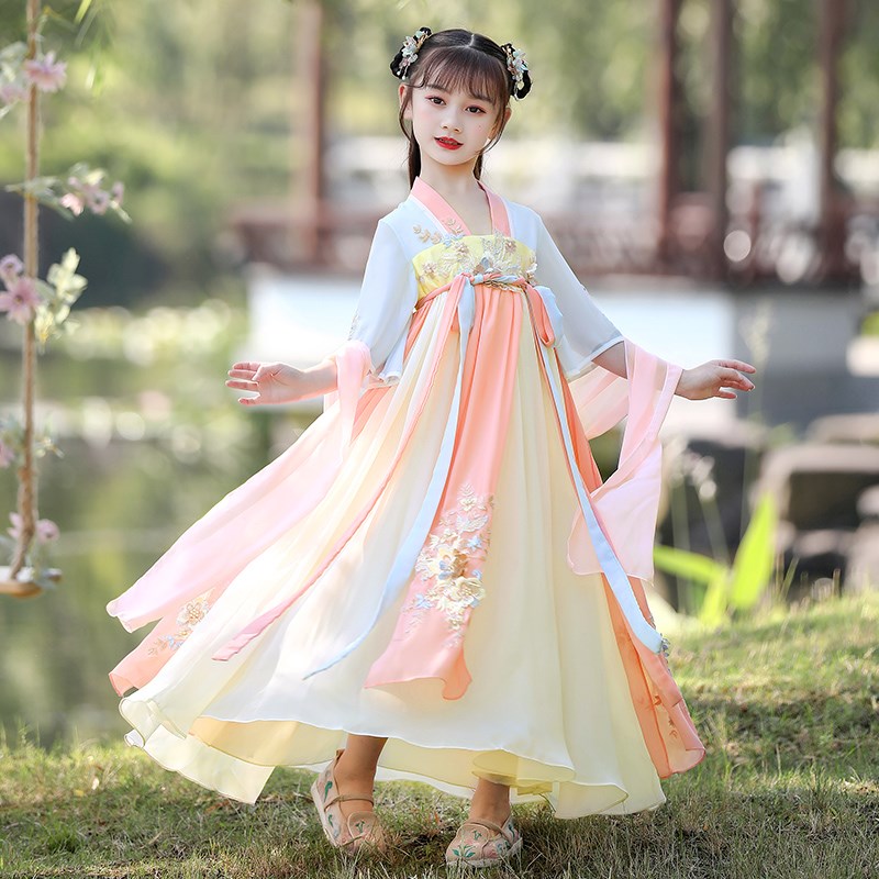 女童夏季汉服儿童装公主连衣裙子洋气2024新款长裙夏装小女孩大童