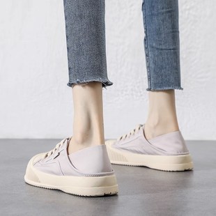 帆布鞋女夏季薄款透气软底s两穿小白鞋2023新款丑萌大头休闲板鞋