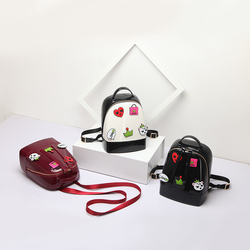 2021糖果色卡通贴纸图案果冻包迷你双肩包背包男女中学生斜挎书包