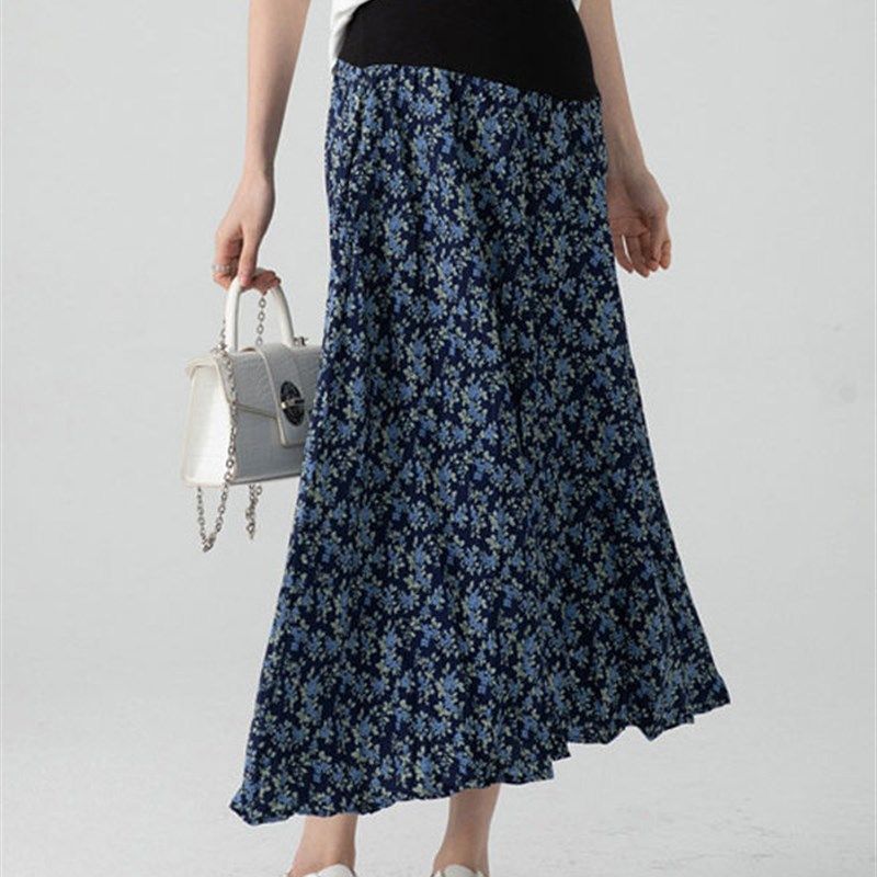 孕妇半身裙夏季2025新款雪纺覆古压褶中长款显瘦a字裙碎花托腹裙,孕妇装/孕产妇用品/营养,半身裙,淘宝优惠券,粉丝福利购,淘宝优惠卷