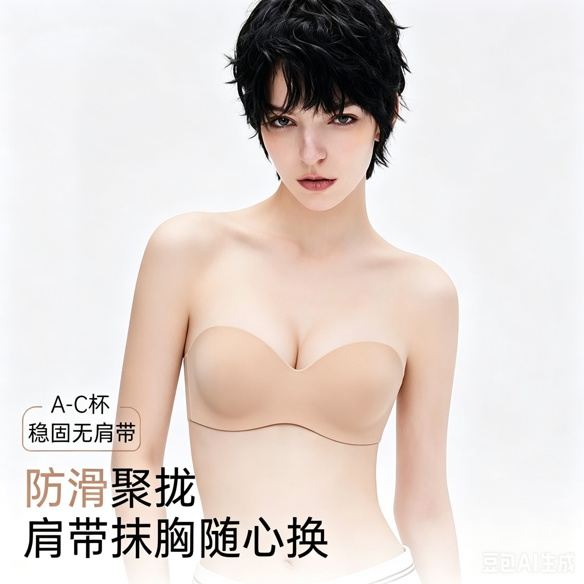 无肩带防滑聚拢无钢圈显大女文胸