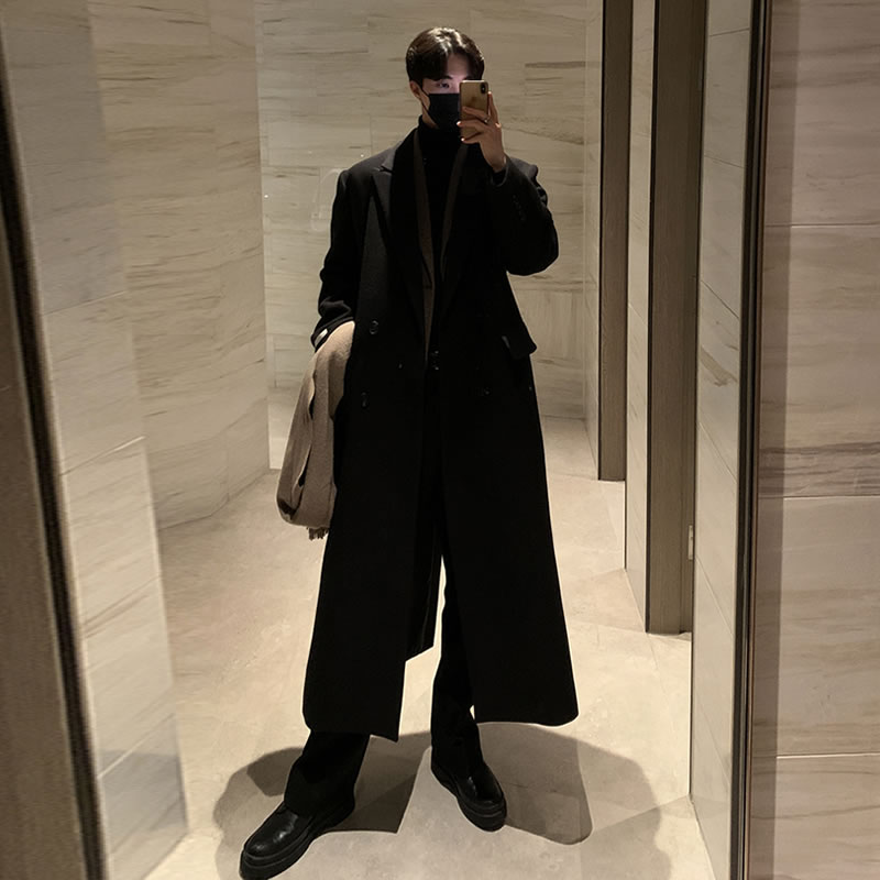 2023新款冬款毛呢大衣男冬季加厚长版过膝高级感呢子风衣外套男款