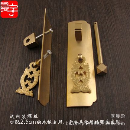 呈宇TG076素面直条拉手 中式仿古明清家具纯铜配件橱柜门牌铜把手