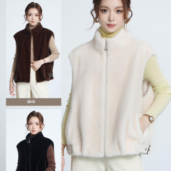【小雀斑专属】2025冬季新款纯色环保皮草马甲XZ78038