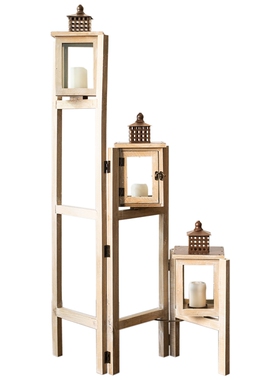 J慕空间 复古田园浪漫烛台屏风装饰架 园阳台蜡烛灯摆设架子