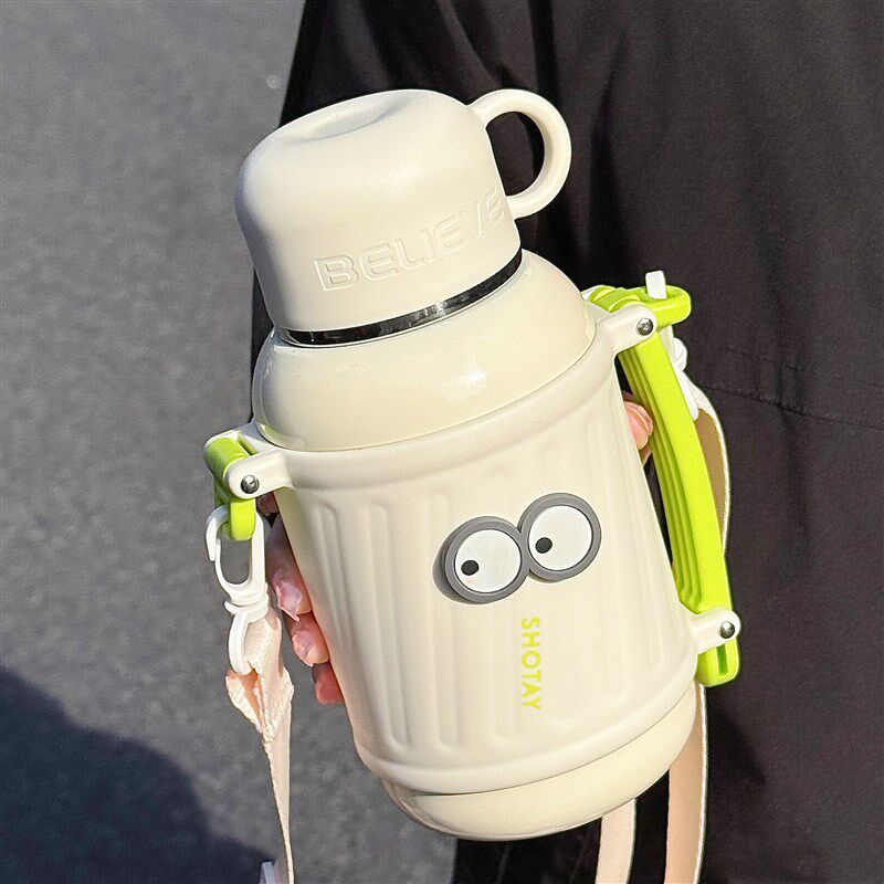 大容量保温杯男女款高颜值316杯子学生上学专用水杯背带斜挎水壶