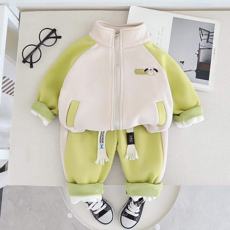 婴儿衣服秋冬季男童夹棉保暖拉链棉衣服外套两件套一周岁宝宝冬装