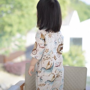 亲子款家居服套装七分袖竹纤维夏款空调房睡衣居家外出服男宝女宝