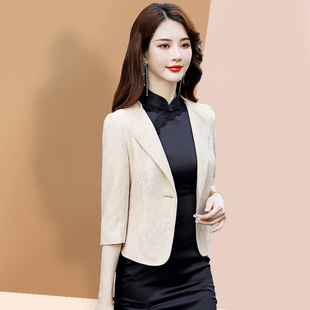 搭配旗袍裙子的小外套女高端短款开衫外搭春夏季披肩薄款西装上衣