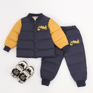 冬季新品儿童羽绒内里套装上衣裤子两件套男女童装羽绒服外穿保暖