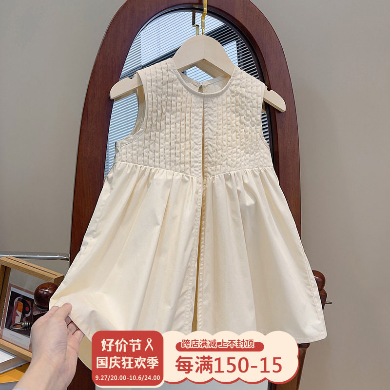 女童白色连衣裙夏装2023新款儿童无袖裙子宝宝纯棉薄款韩系背心裙