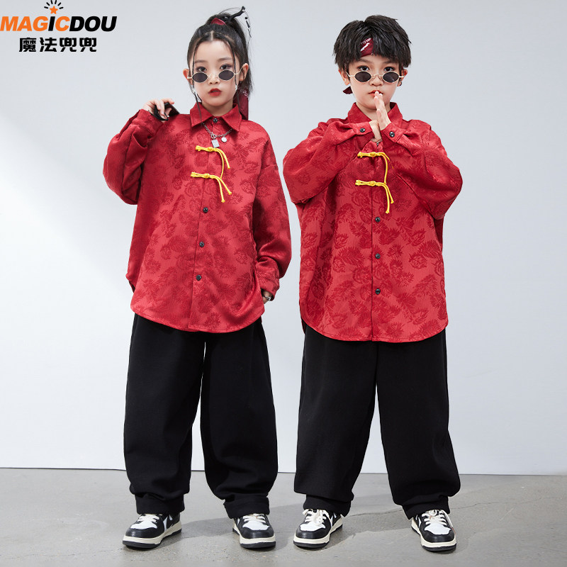 中国风儿童唐装男女童班服喜庆元宵演出小学生幼儿园新年拜年衣服