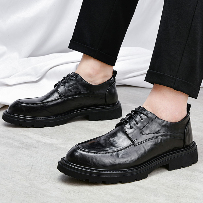 皮鞋男真皮2024新款鞋子潮流百搭男士软底商务正装结婚伴郎休闲鞋