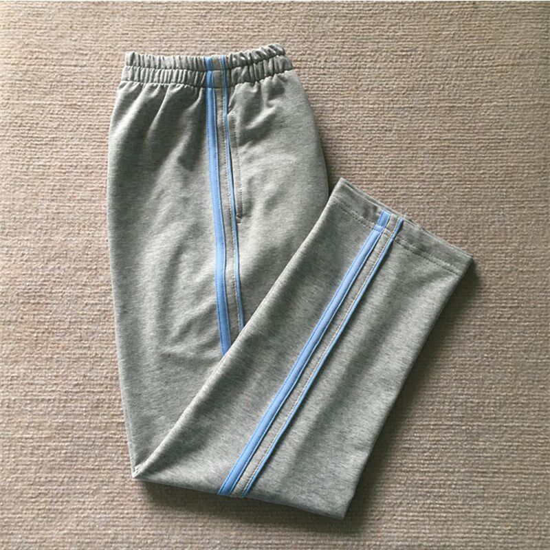 学生裤灰色校服裤纯棉蓝色杠中小学生男女童运动裤宽松直筒长裤