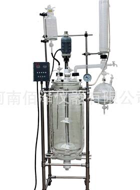 双层S21250L型玻璃反应釜双层璃应器反玻璃-反S212-50L应器厂玻家