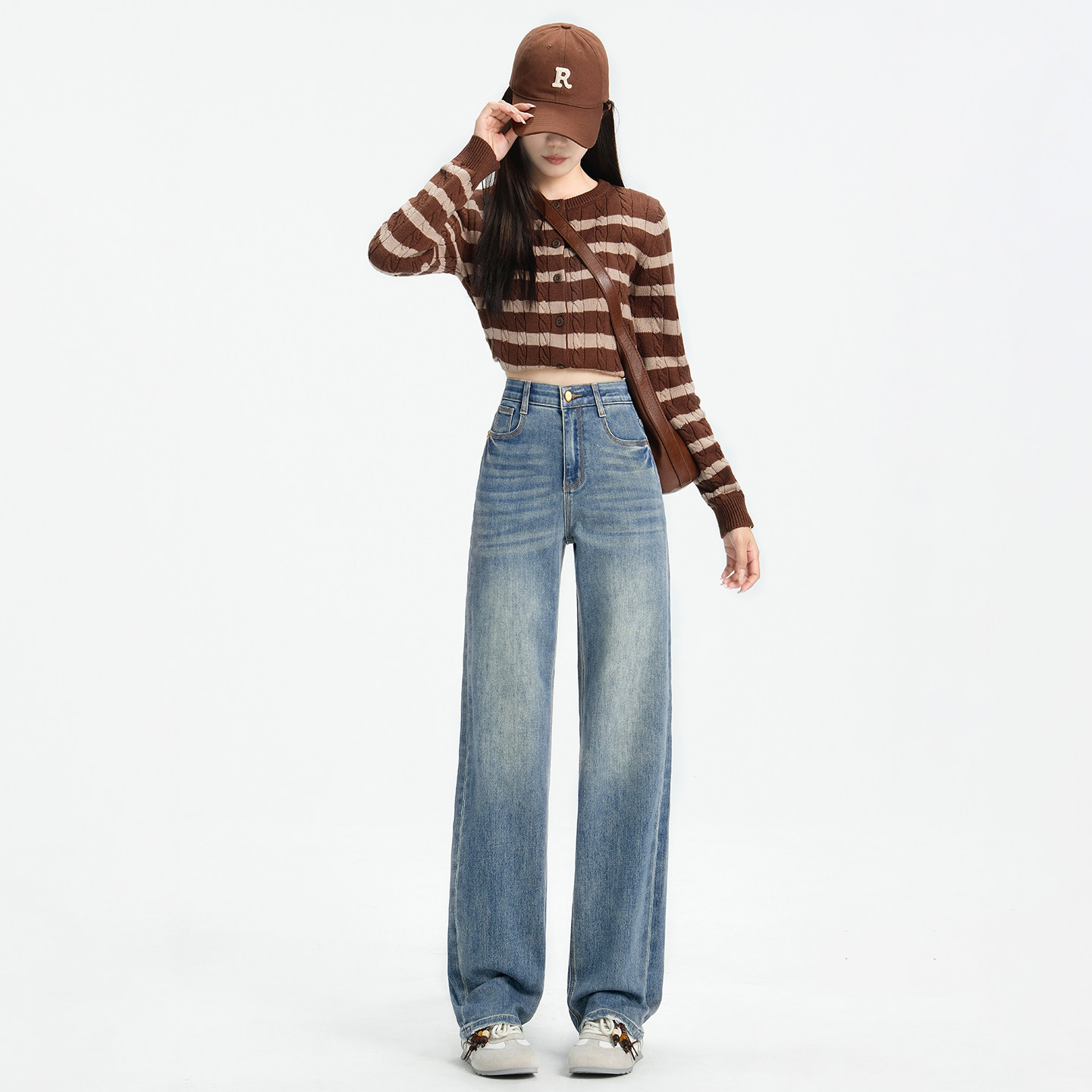 若纤织物蓝秋冬新款加绒牛仔裤