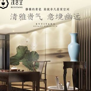 简约家居客厅装 5ZW仿古汝窑陶瓷花瓷器摆设蓝色艺术复古中式 饰