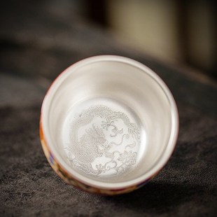 金线掐丝珐琅彩银茶杯主人杯单杯龙凤呈祥新年创意礼品茶具