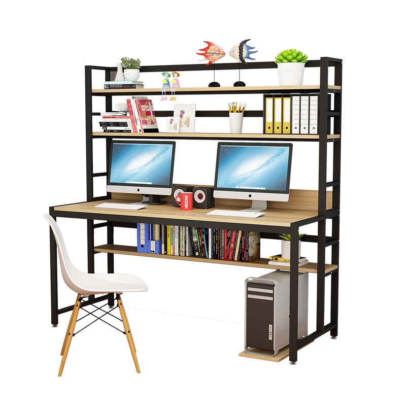 台式电脑桌家用办公桌简易学习书桌双人学生写字桌子钢木书桌定制
