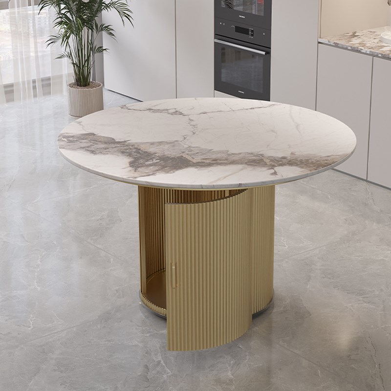 奶油风大圆形大理石桌脚家用简约圆桌架岩板支架桌腿底座支撑腿架