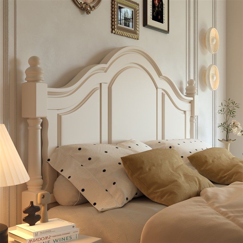 美式白色全实木床核桃木原木主卧1.5m奶油风1米8双人婚床卧室家俱