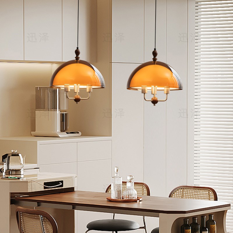 法式中古风餐厅吊灯2025新款高级感落日氛围感吊灯复古饭厅餐桌灯