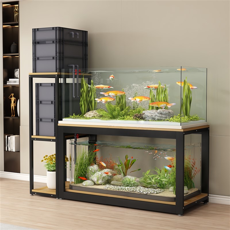 鱼缸架子双层鱼缸柜鱼缸桌子龟缸架鱼缸底座金属框架加厚超强承重