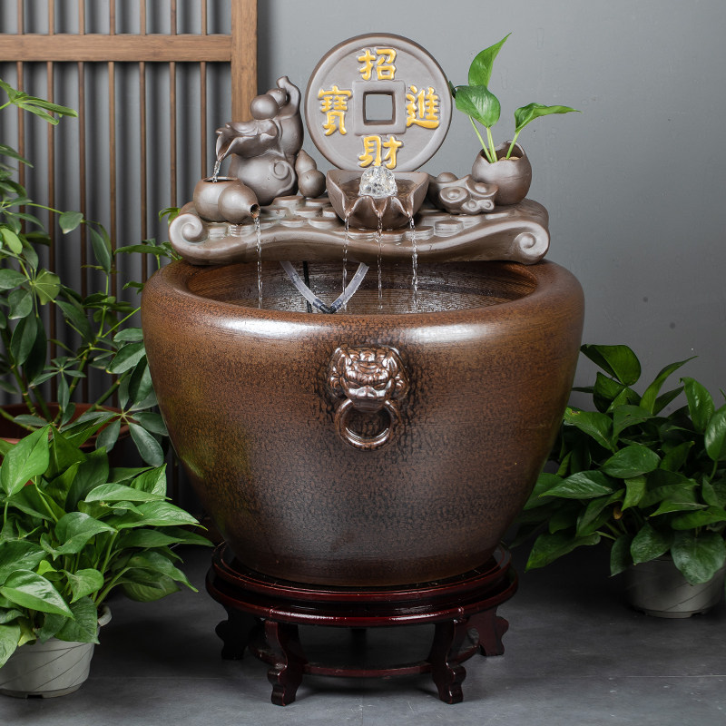 陶瓷鱼缸循环流水古法养鱼生态造景大型水缸落地鱼缸庭院复古大缸,宠物/宠物食品及用品,桌面缸,淘宝优惠券,粉丝福利购,淘宝优惠卷