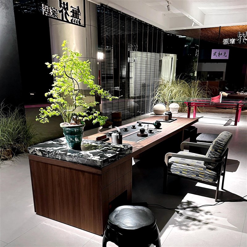 新中式实木茶桌椅 现代高级感茶室掼蛋桌茶台组合设计师款泡茶桌