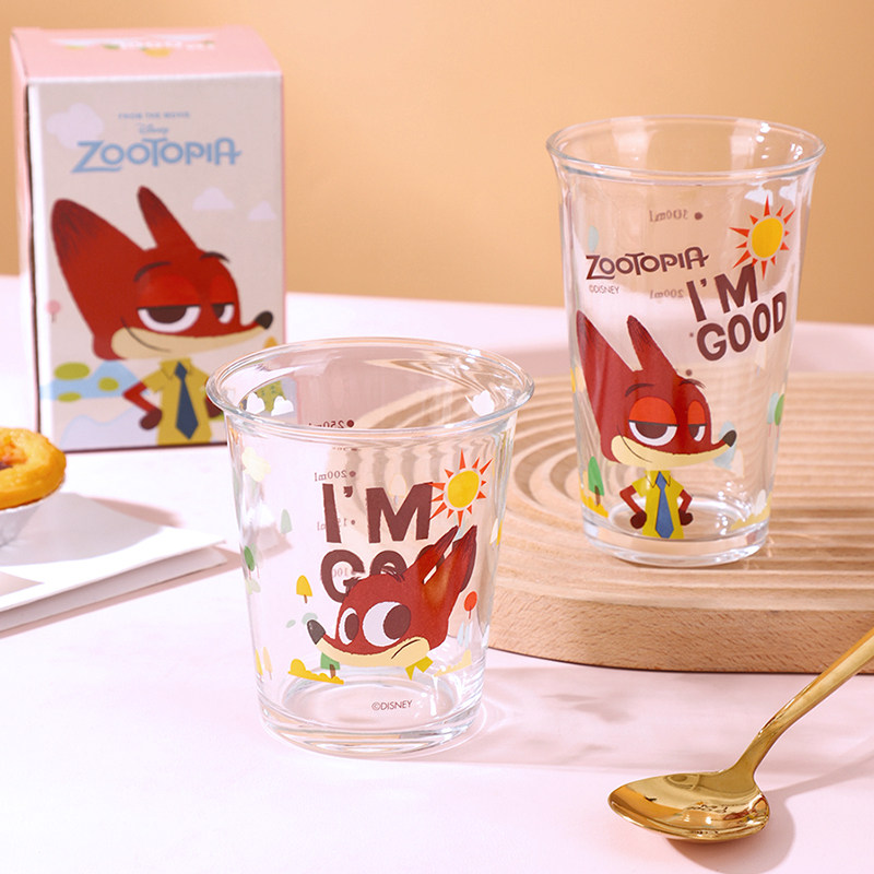 疯狂动物城玻璃杯家用果汁杯颜值带刻度的水杯咖啡牛奶杯冷饮杯,餐饮具,玻璃杯,淘宝优惠券,粉丝福利购,淘宝优惠卷