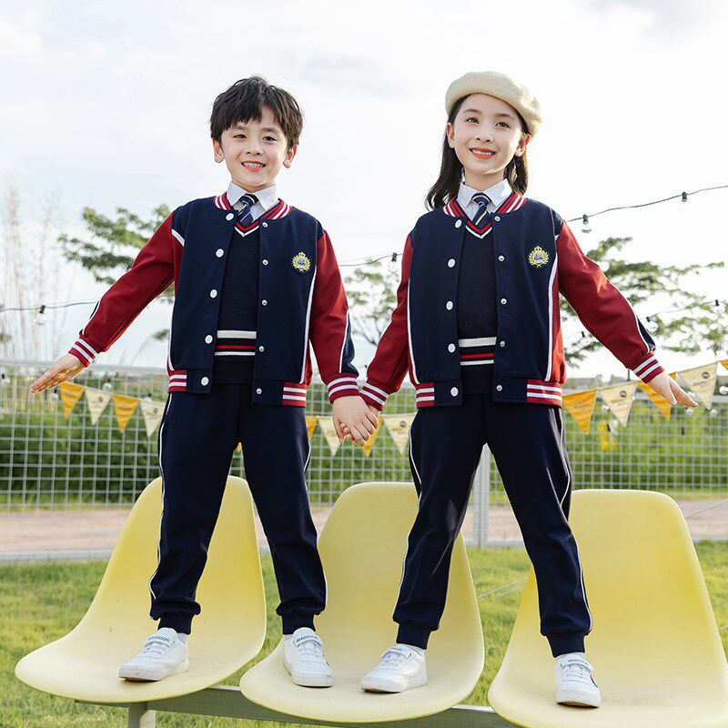 英伦风棒球服校服套装小学生儿童班服春秋夏季新S款马甲幼儿园园