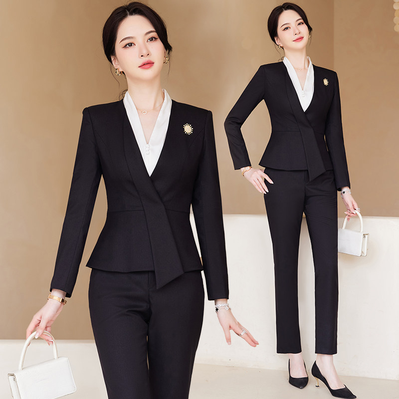 黑色职业套装女2025p新款春秋季通勤气质主持人酒店经理正装工作