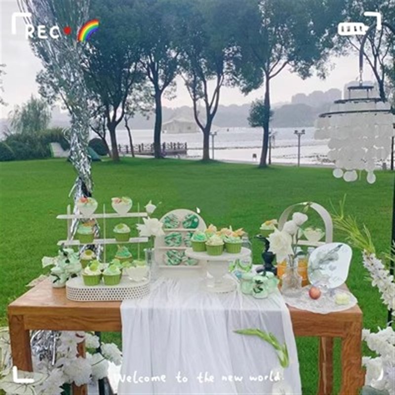 奶油色风格甜品台摆件展示架婚礼摆台装饰生日蛋糕架铁艺点心托盘