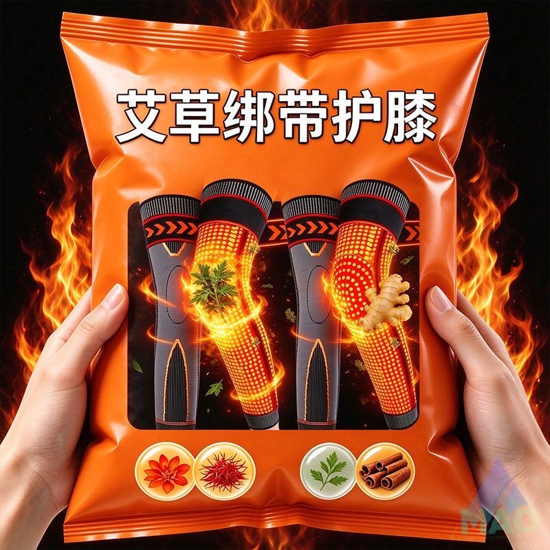 艾草绑带自发热护膝盖保暖老寒腿男女士老人冬季防寒护腿护套加热