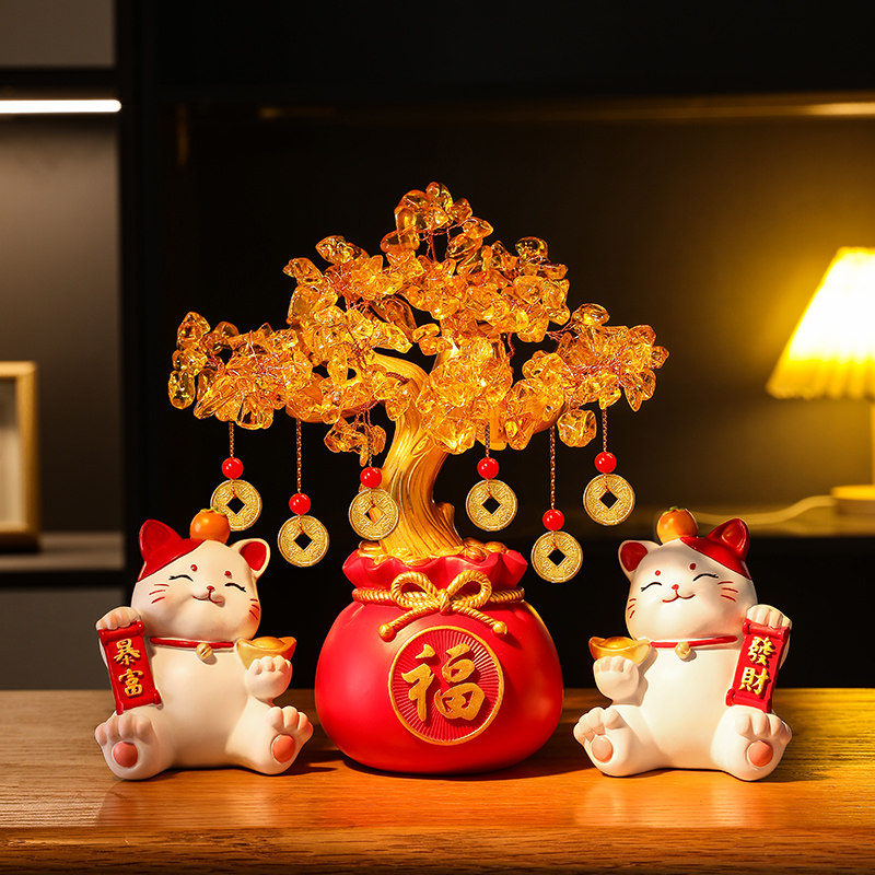 发财树招财猫摆件开业礼物收银台客厅电视柜家居装饰乔迁新居礼品,家居饰品,装饰摆件,淘宝优惠券,粉丝福利购,淘宝优惠卷