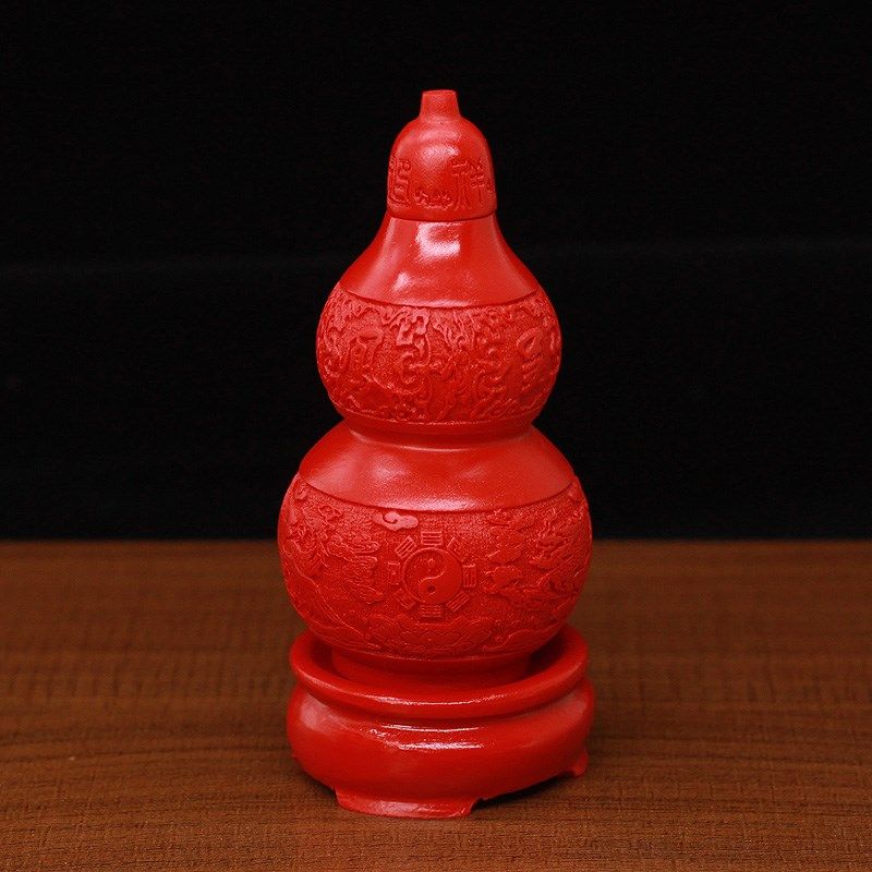 红色朱砂中式家居风水摆饰宝葫芦龙凤呈祥镇宅葫芦客厅玄关工艺礼