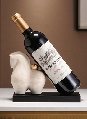 马上有钱酒架摆件新中式轻奢创意红酒瓶酒托客厅酒柜装饰乔迁礼物